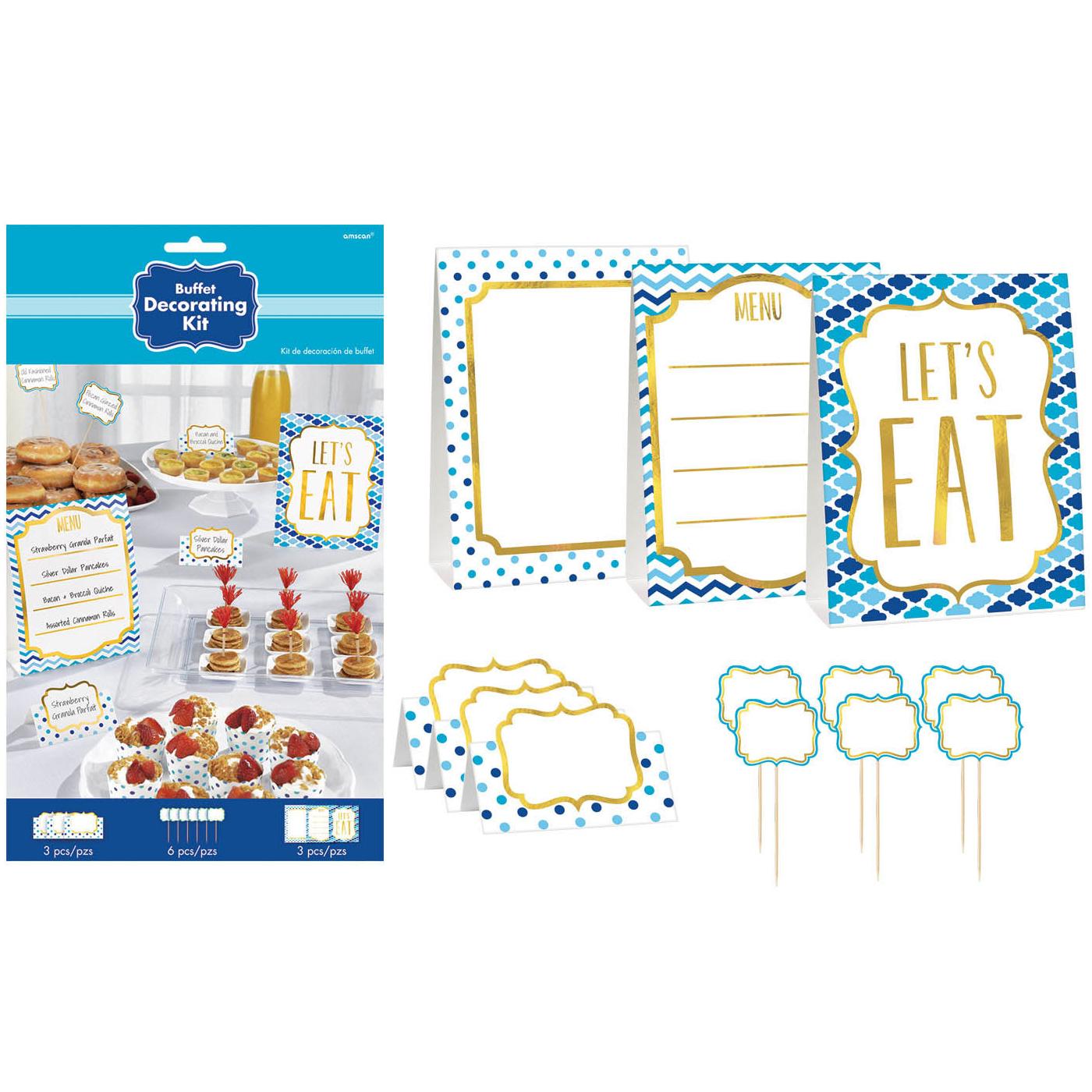 Blue Paper Mini Buffet Cocktail Decorating Kit Candy Buffet - Party Centre