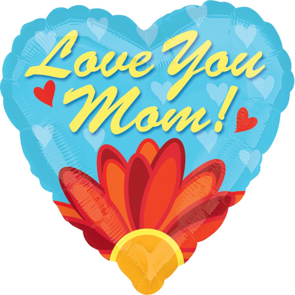 Love You Mom Daisy Heart Foil 18in Balloons & Streamers - Party Centre