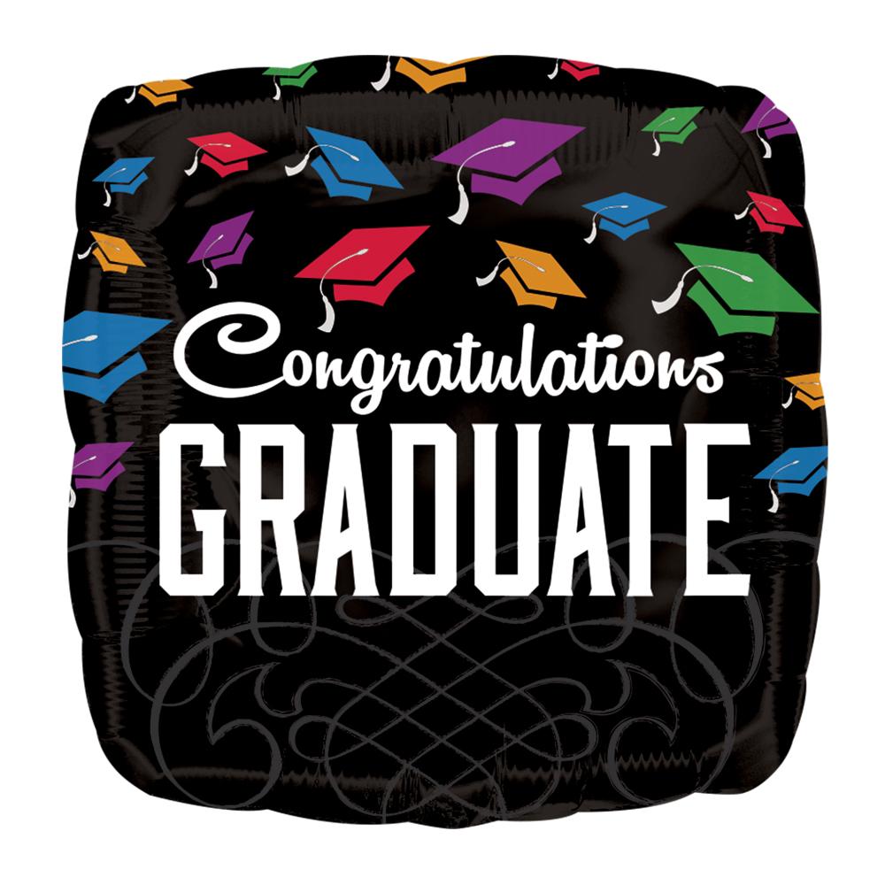 Congrats Graduate Black Foil Balloon 18in Balloons & Streamers - Party Centre