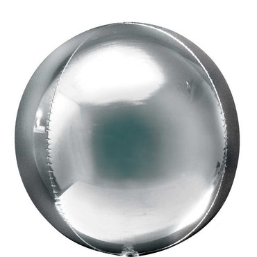 Silver Orbz Balloon 38x40cm Balloons & Streamers - Party Centre