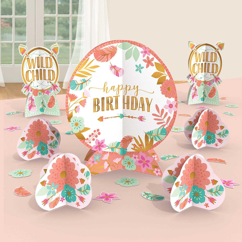 Boho Birthday Girl Table Decorating Kit Decorations - Party Centre