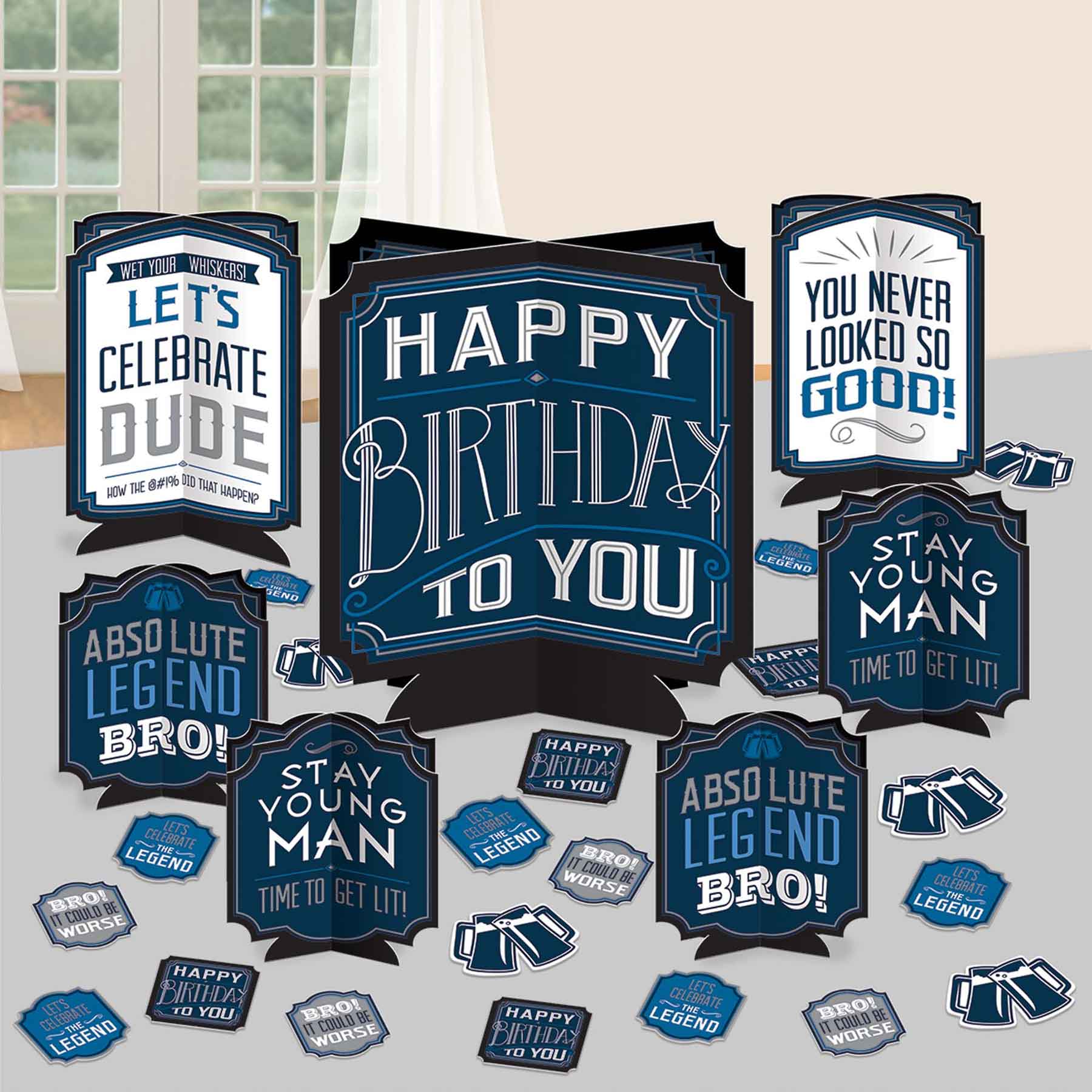 Happy Birthday Man Table Centerpiece Decorating Kit Decorations - Party Centre