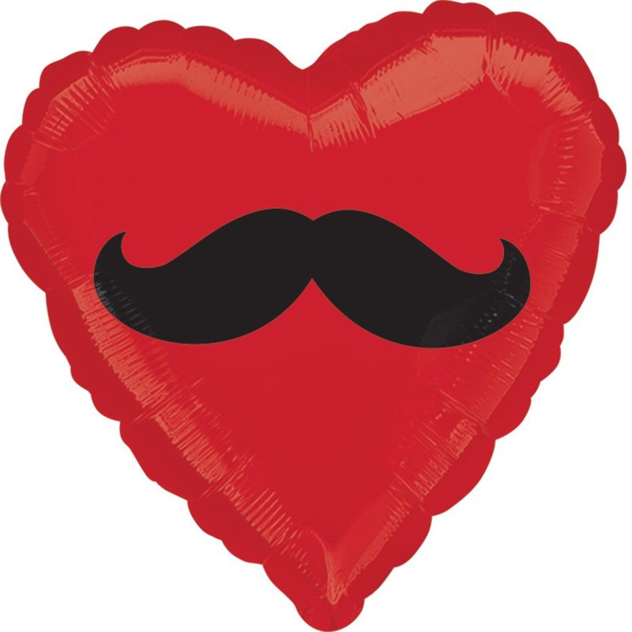 Mustache Heart Shape Foil 28in Balloons & Streamers - Party Centre
