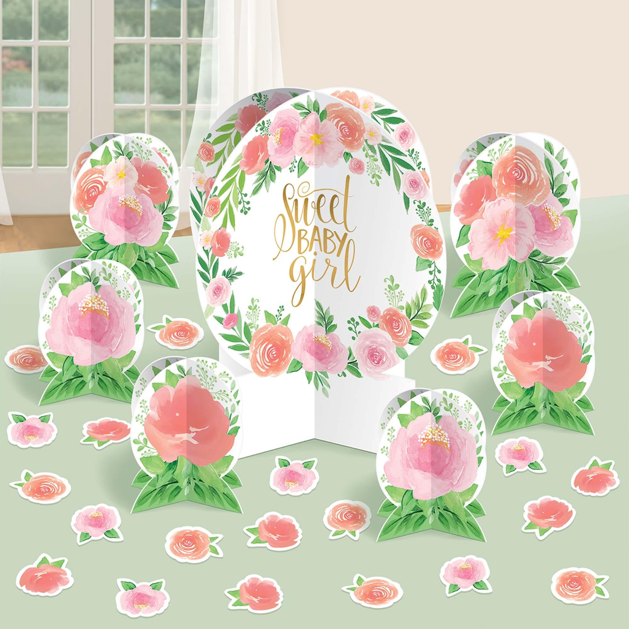 Baby Shower - Floral Baby Girl Table Decorating Kit