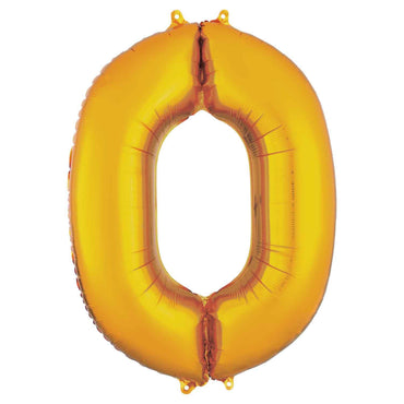 Gold Number 0 Supershape Foil Balloon 66x88cm Balloons & Streamers - Party Centre