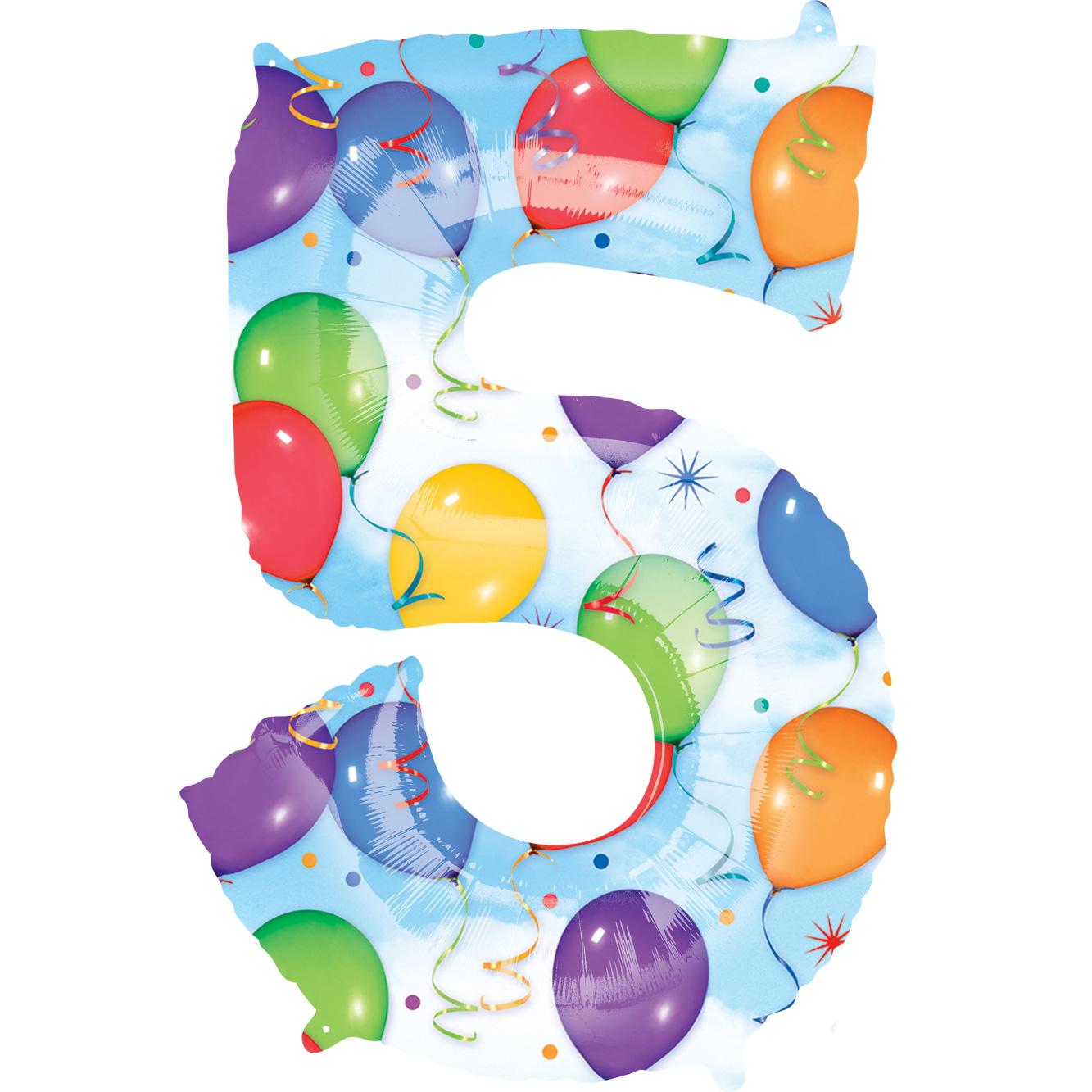 Number 5 Balloons & Streamers Foil Balloon 86cm Balloons & Streamers - Party Centre