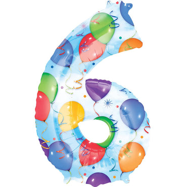 Number 6 Balloons & Streamers Foil Balloon 86cm Balloons & Streamers - Party Centre