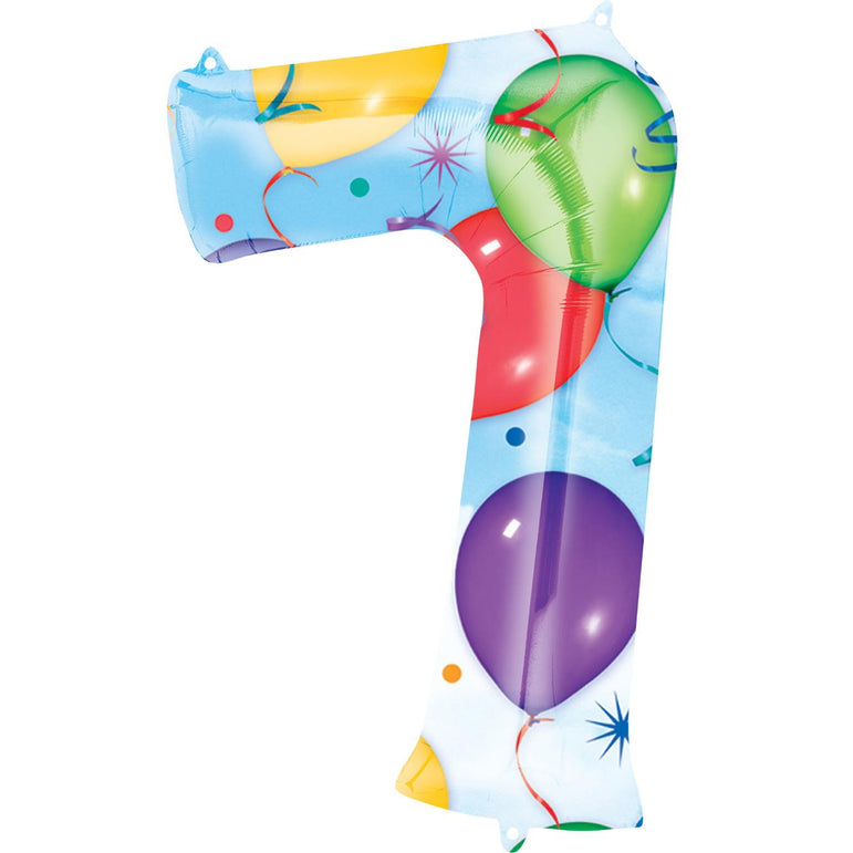 Number 7 Balloons & Streamers Foil Balloon 86cm Balloons & Streamers - Party Centre