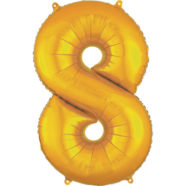 Gold Number 8 SuperShape Foil Balloon 55x88cm