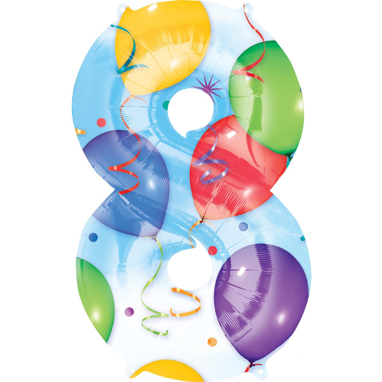 Number 8 Balloons & Streamers Foil Balloon 86cm Balloons & Streamers - Party Centre
