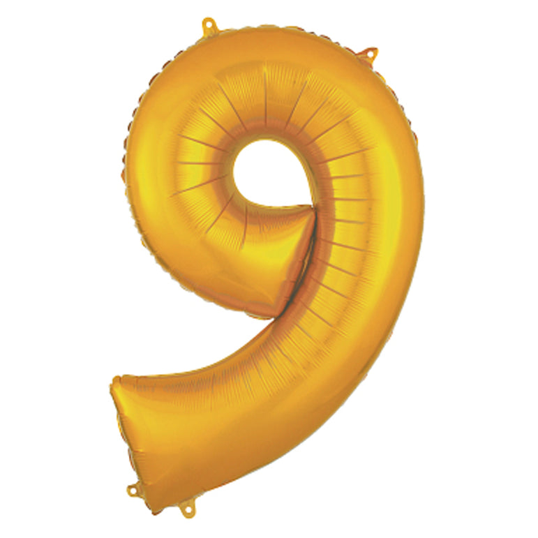 Gold Number 9 Supershape Balloon 55cmx86cm
