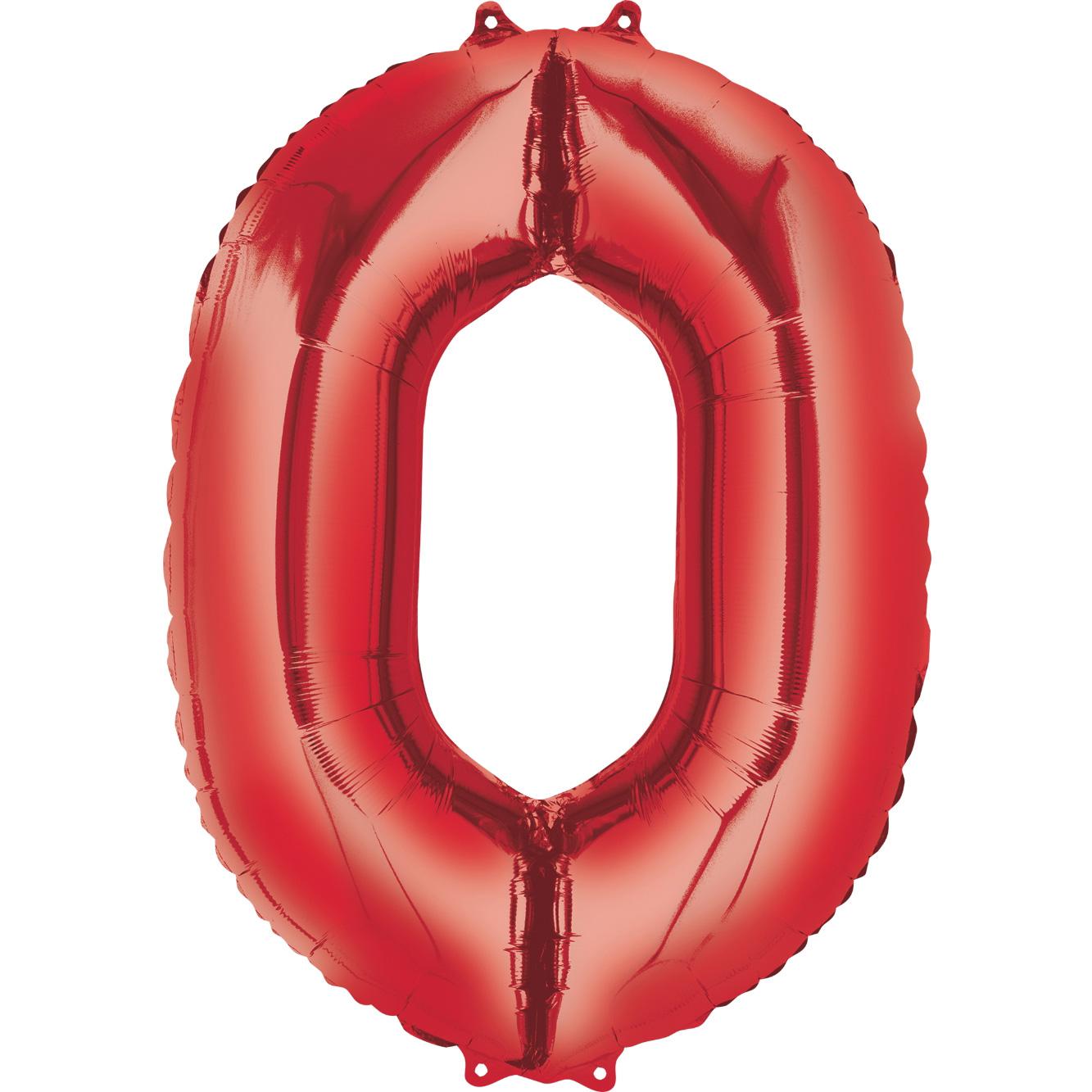 Number 0 Red Super Shape Foil Balloon 26 x 34in Balloons & Streamers - Party Centre