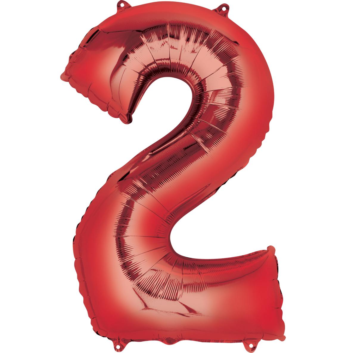 Number 2 Red Large Shape Balloon 20 x 36in Balloons & Streamers - Party Centre