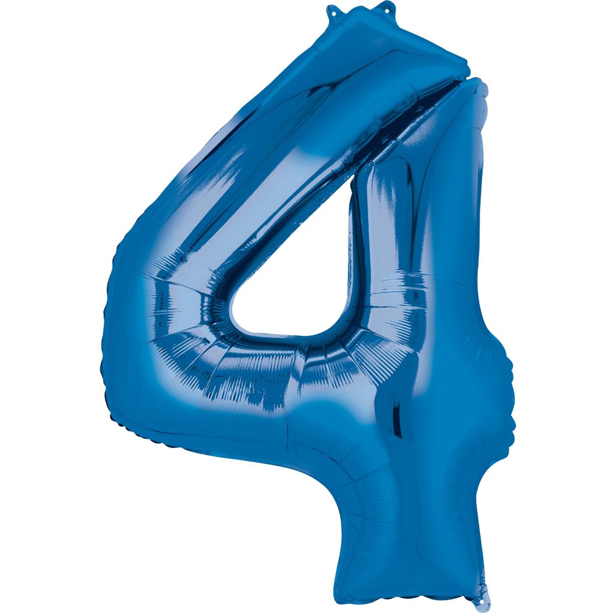 Number 4 Blue SuperShape Balloon 66x88cm Balloons & Streamers - Party Centre