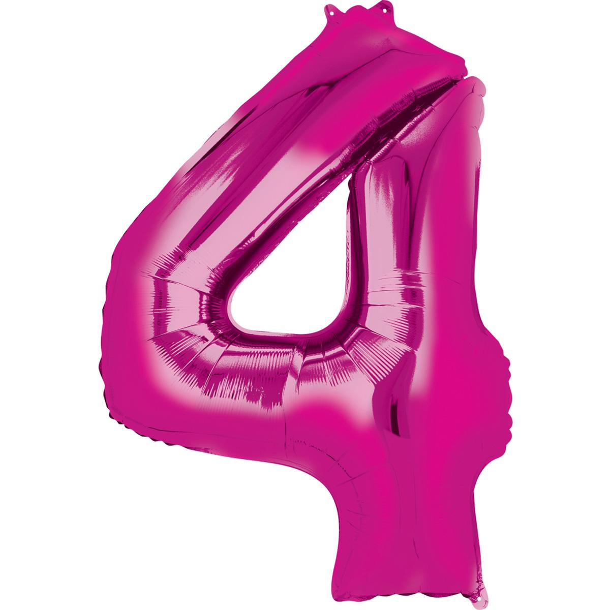 Number 4 Pink Foil Balloon 66x88cm Balloons & Streamers - Party Centre