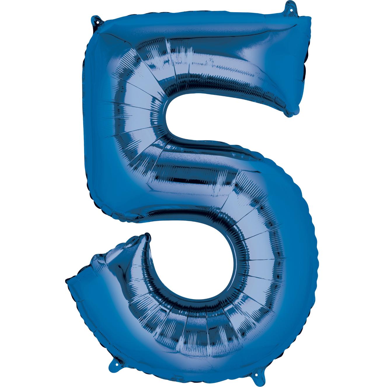 Number 5 Blue Super Shape Balloon 23 x 34in Balloons & Streamers - Party Centre
