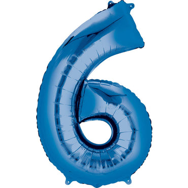 Blue Number 6 SuperShape Foil Balloon 55x86cm