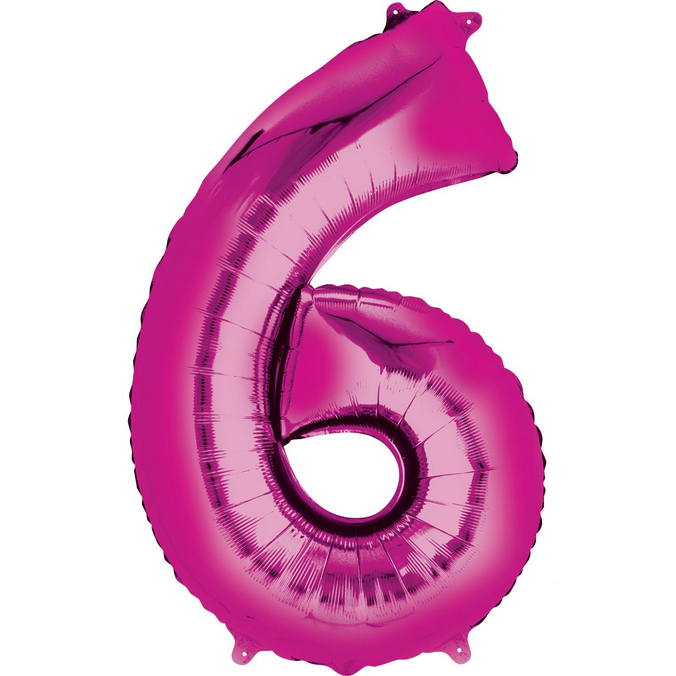 Number 6 Pink Super Shape Balloon 22 x 35in Balloons & Streamers - Party Centre