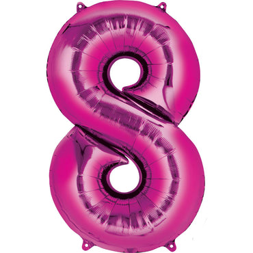 Number 8 Pink Large Shape Balloon 21 x 33in Balloons & Streamers - Party Centre