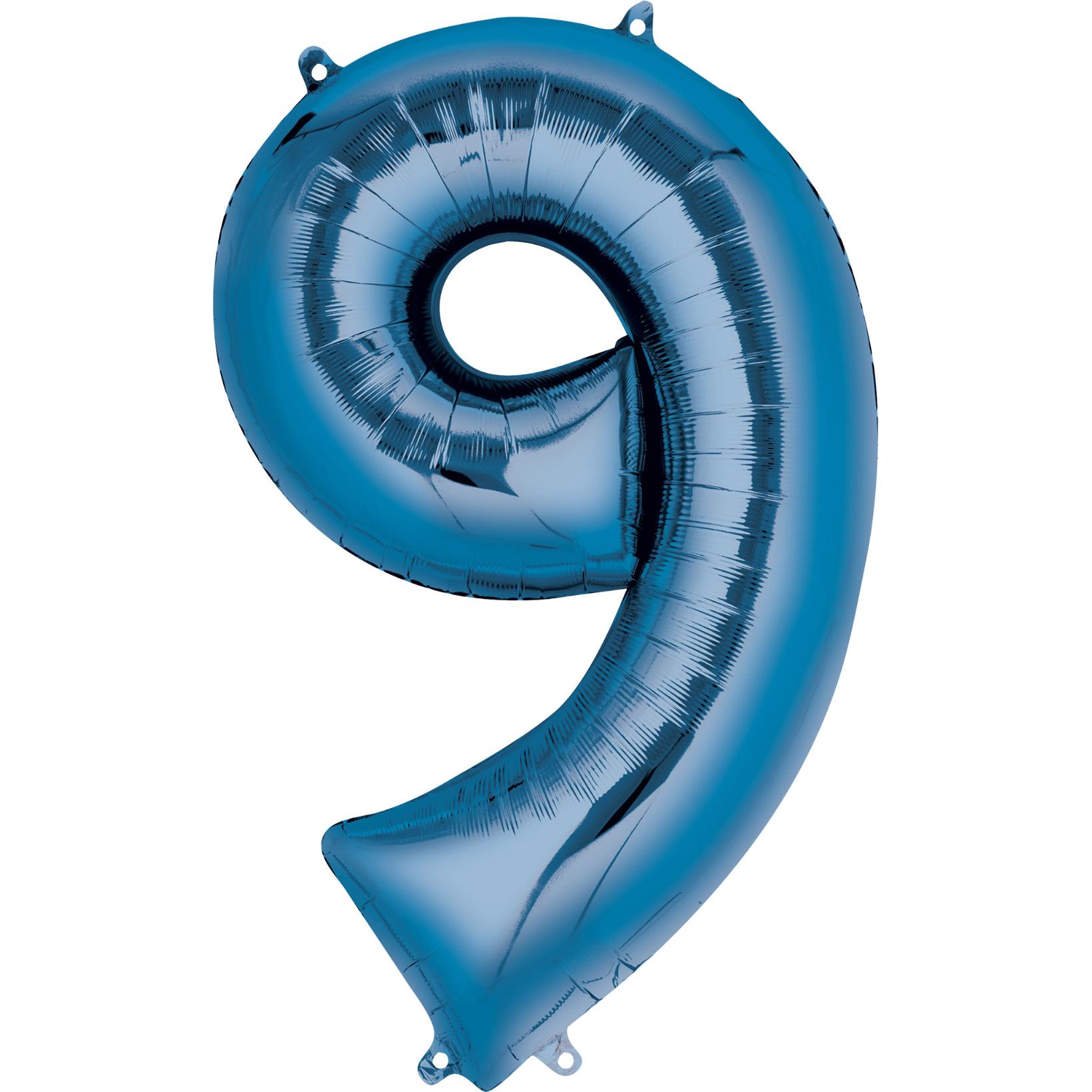 Number 9 Blue Super Shape Foil Balloon 63x86cm Balloons & Streamers - Party Centre