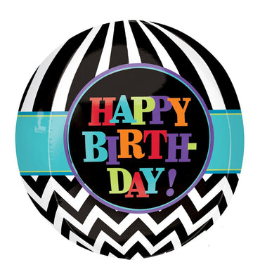 Dancing Lines Birthday Orbz Foil Balloon 38x40cm Balloons & Streamers - Party Centre