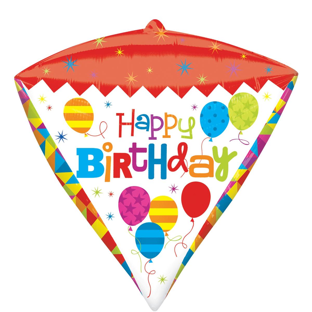Geometric Birthday Diamondz Balloon 15in x 17in Balloons & Streamers - Party Centre
