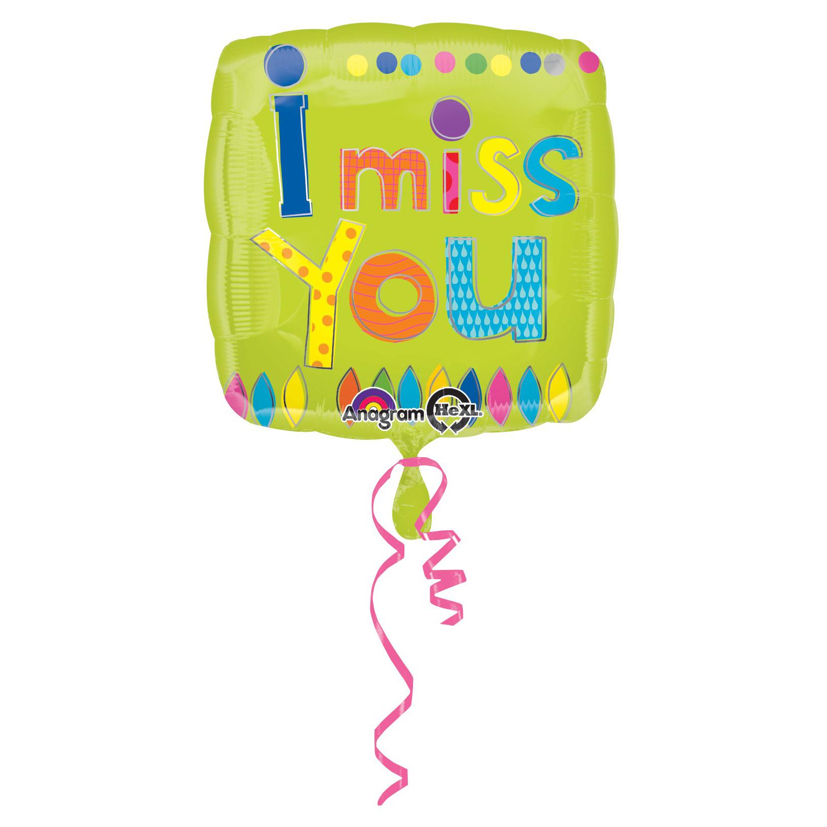 Young Art I Miss You Square Foil Balloon 18in Balloons & Streamers - Party Centre