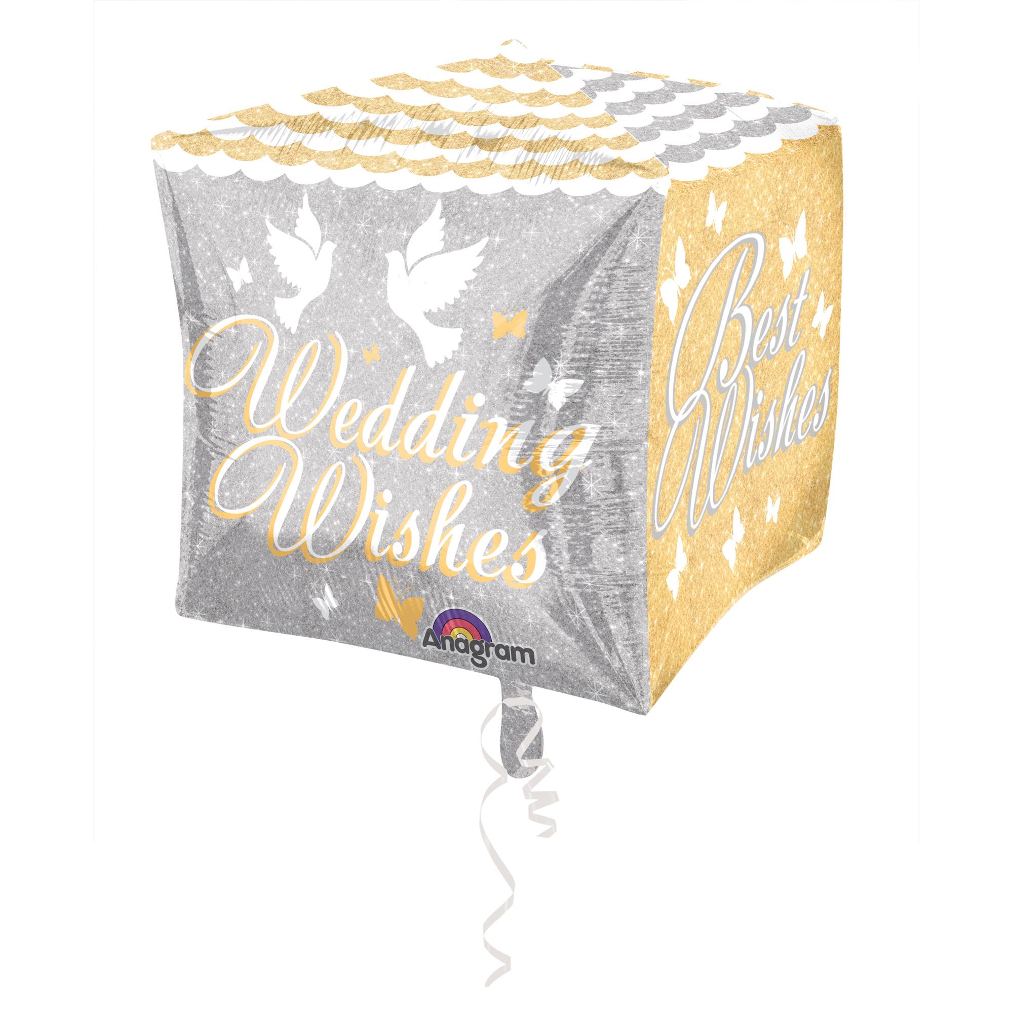 Shimmering Wedding Wishes Cubez Foil Balloon Balloons & Streamers - Party Centre
