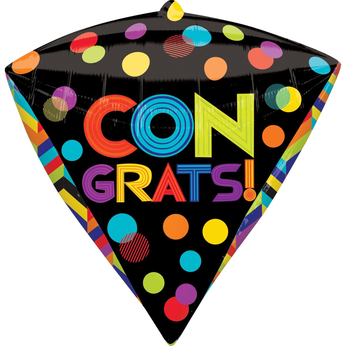 Bright Dots Congrats Diamondz Shape Foil Balloon Balloons & Streamers - Party Centre