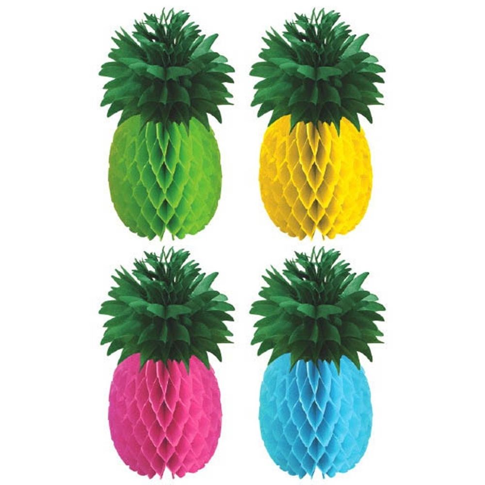 Pineapple Honeycomb Centerpiece Multi Colors 4pcs Decorations - Party Centre