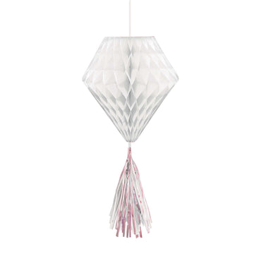 White Mini Honeycomb With Foil Tassels 3pcs Decorations - Party Centre