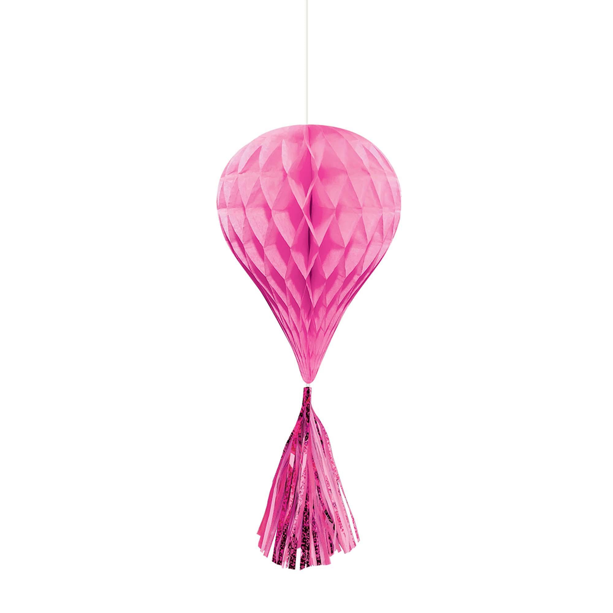 Bright Pink Mini Honeycomb With Foil Tassels 3pcs Decorations - Party Centre