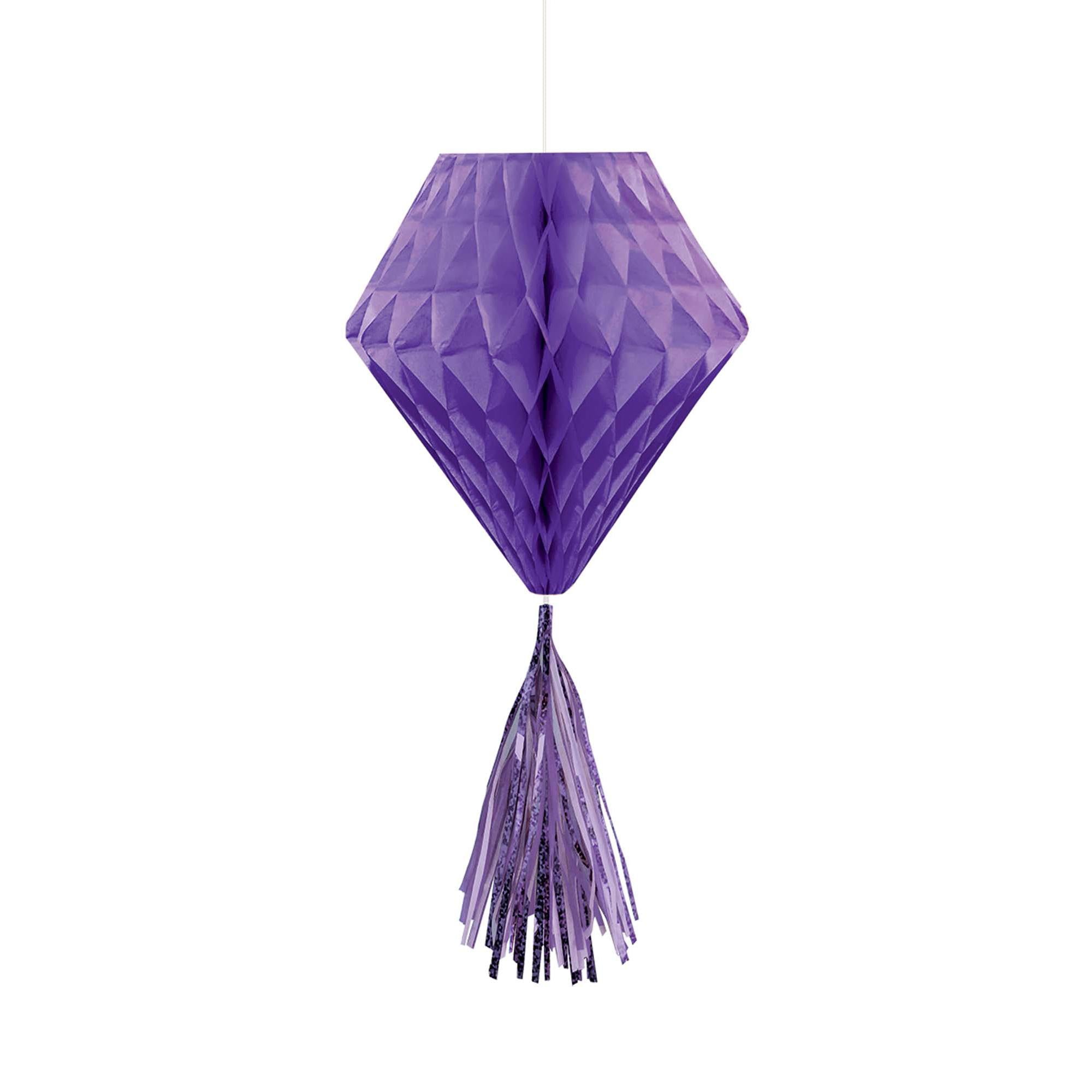 New Purple Mini Honeycomb With Foil Tassels 3pcs Decorations - Party Centre