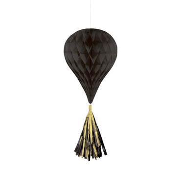 Black Mini Honeycomb With Foil Tassels 3pcs Decorations - Party Centre