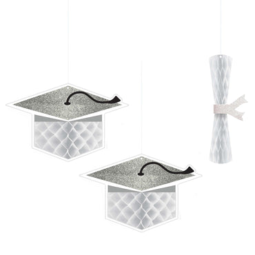 School Pride White Honeycombs 3pcs Decorations - Party Centre