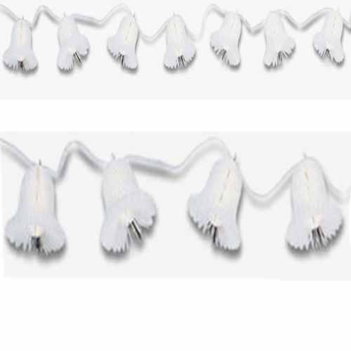 White Bridal Bell Honeycomb Trimmer 24ft Decorations - Party Centre