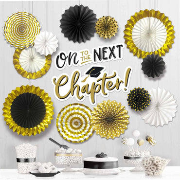 Grad Glitter Deluxe Paper Fan Decoration Kit