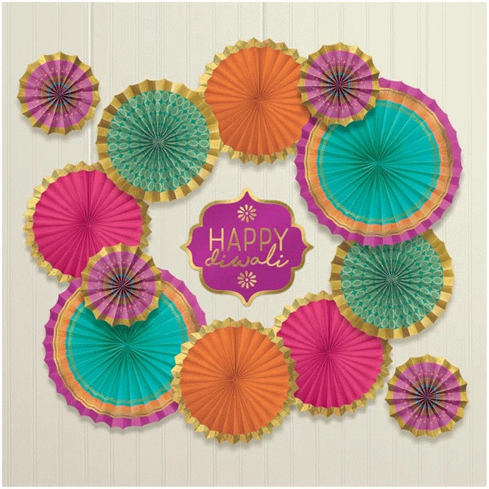 Diwali Fan Decorating Kit Hot Stamped Paper 13pcs