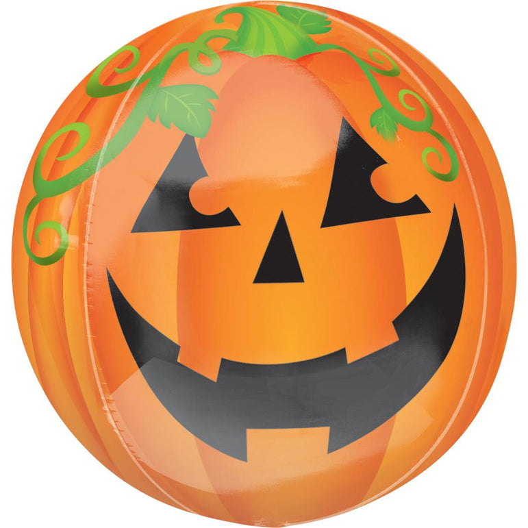 Pumpkin Orbz Foil Balloon 38x40cm Balloons & Streamers - Party Centre