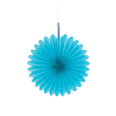 Blue Mini Paper Fan Decorations 6in, 5pcs Decorations - Party Centre