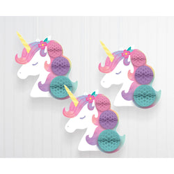 Enchanted Unicorn Honeycomb Decoration 3pcs