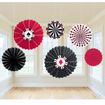 Place Your Bet Printed Paper Fan Decoration 6pcs