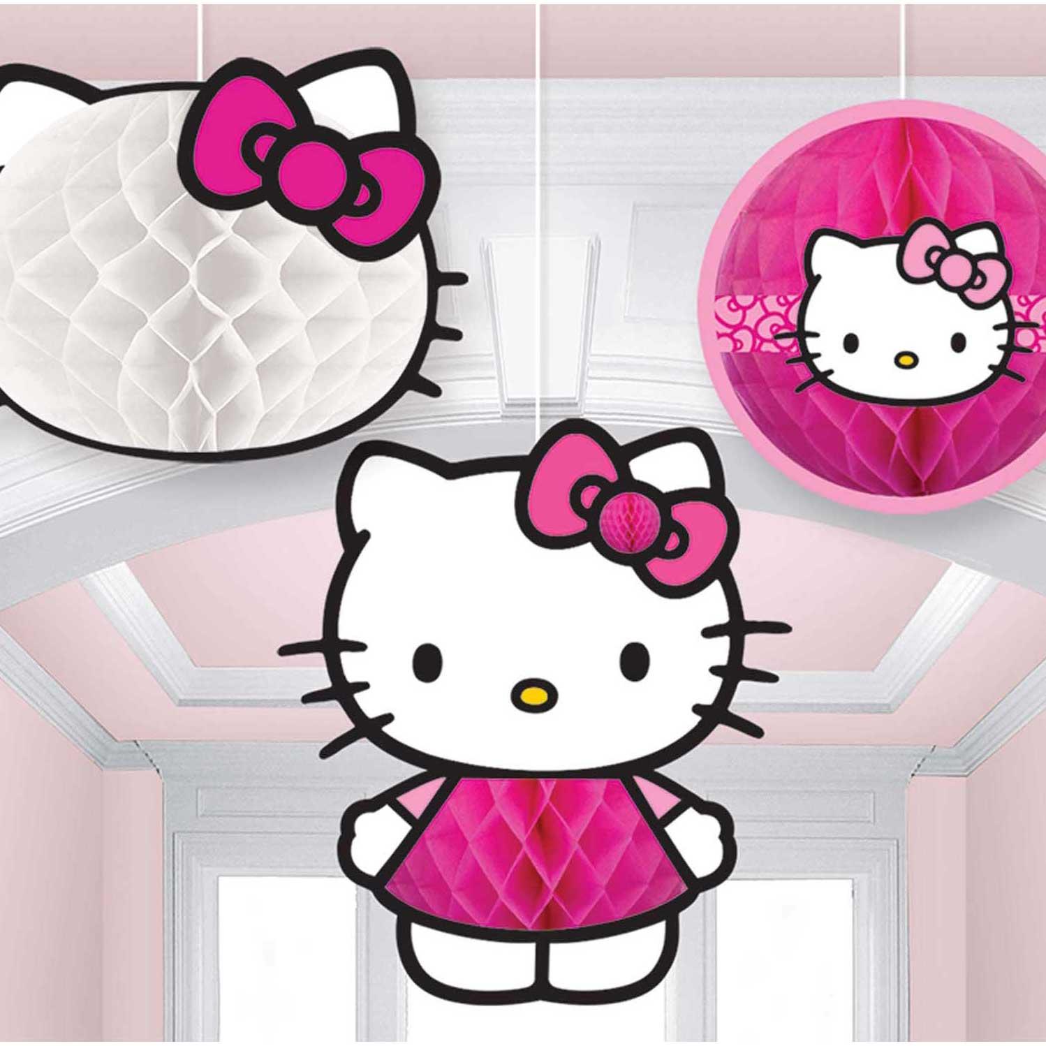 Hello Kitty Honeycomb Decorations 3pcs