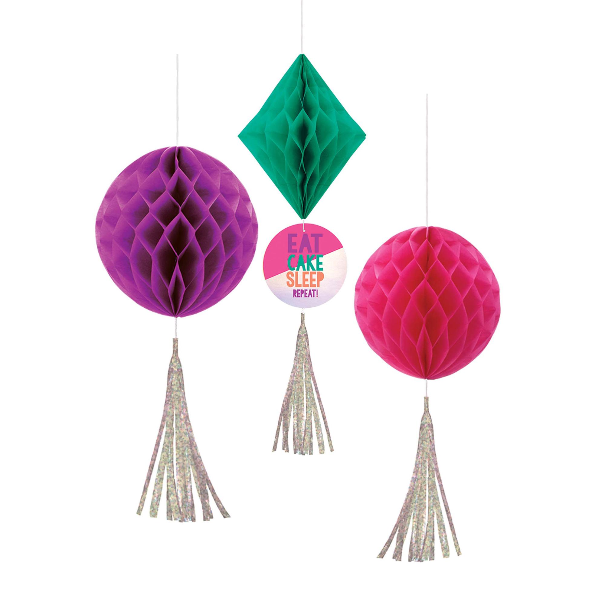 Young and Fab Honeycomb Decorations 3pcs Decorations - Party Centre