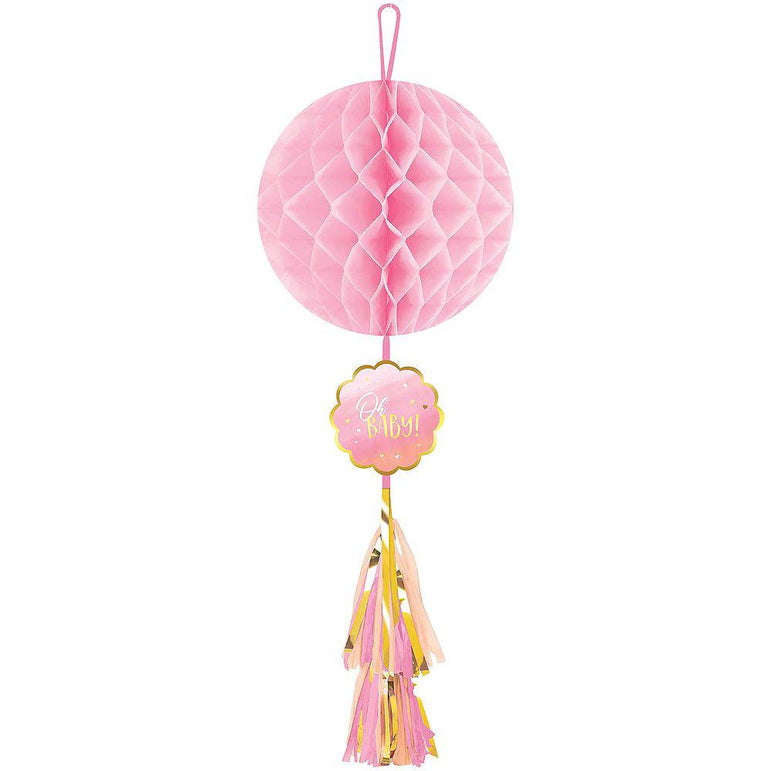Oh Baby Girl Honeycomb Tassel Decoration Decorations - Party Centre