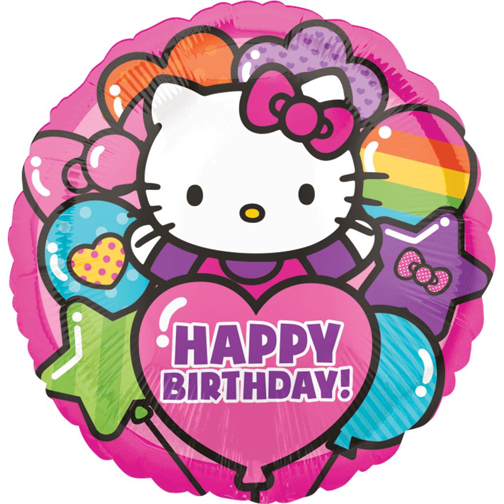 Hello Kitty Rainbow Happy Birthday Foil Balloon 18in Balloons & Streamers - Party Centre