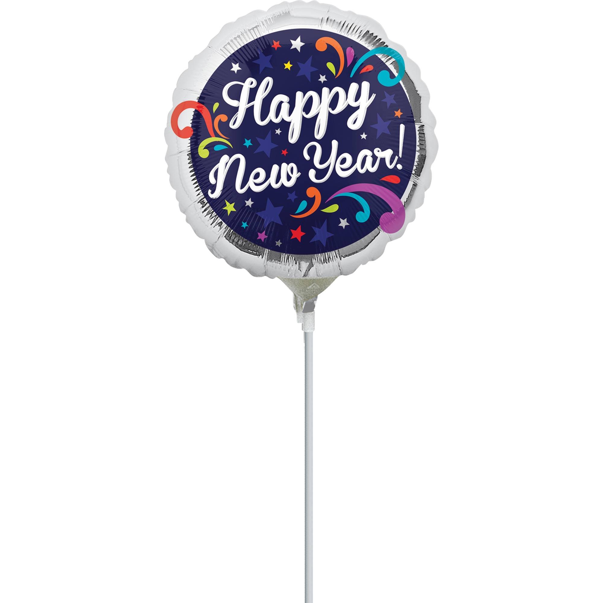 Happy New Year Swirls Foil Balloon 23cm Balloons & Streamers - Party Centre