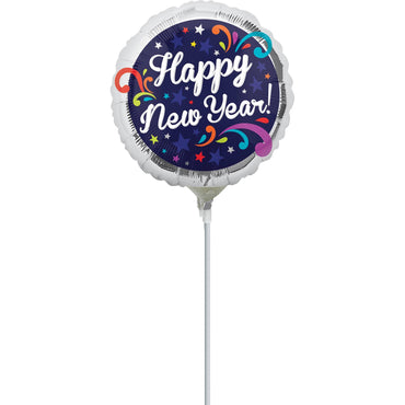 Happy New Year Swirls Foil Balloon 23cm Balloons & Streamers - Party Centre