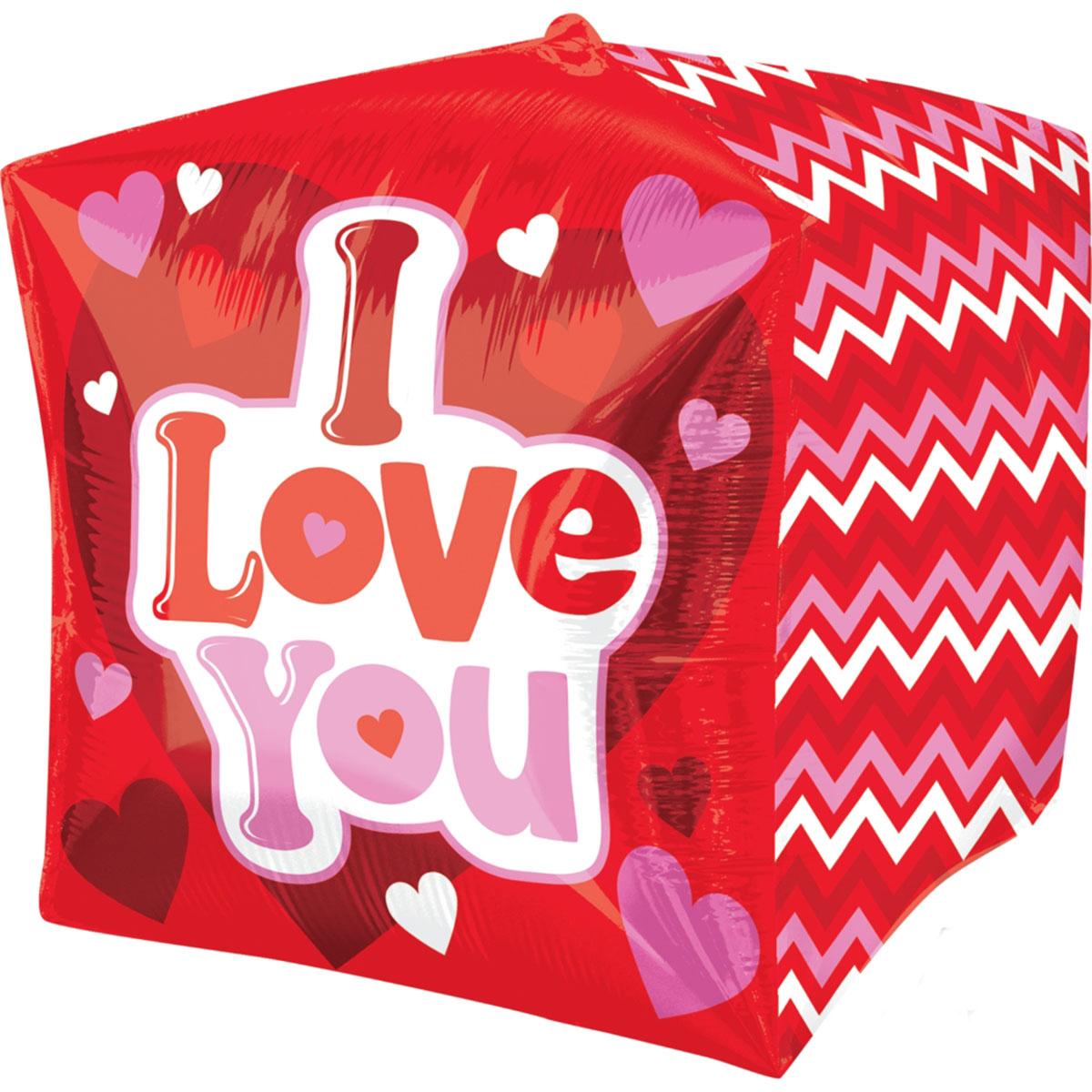 Love, Hugs & Kisses Cubez Balloon Balloons & Streamers - Party Centre