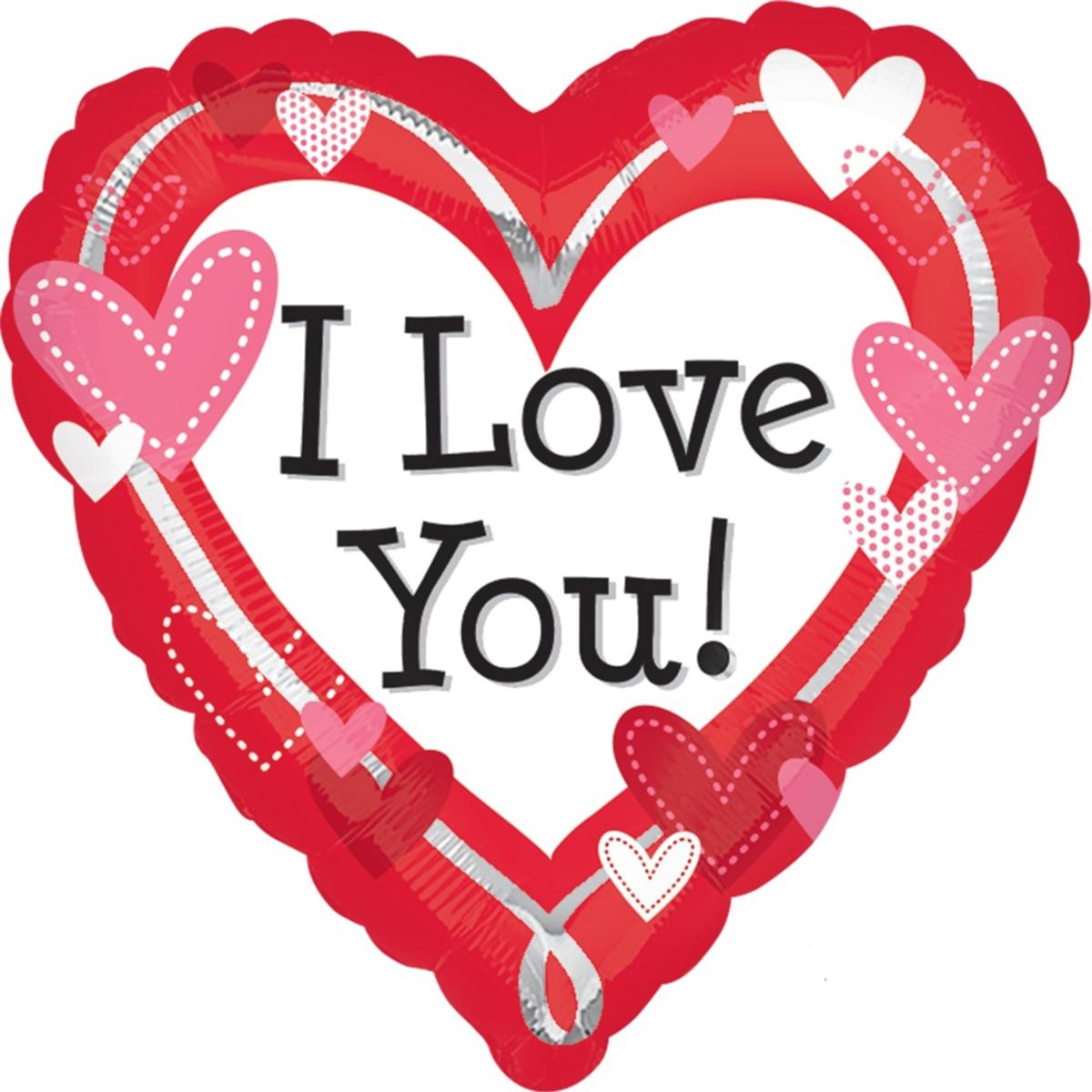 I Love You Dotted Hearts Foil Balloon 18 in Balloons & Streamers - Party Centre